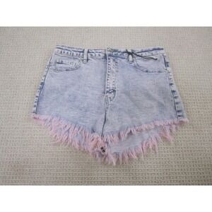 Almost Famous Jean Shorts Womens Junior 13 Blue Denim Cut Off Distressed Zip Fly